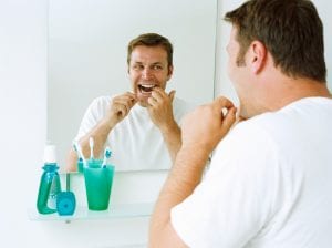 Flossing your teeth