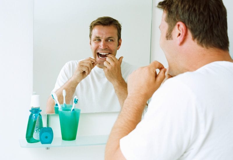 Flossing your teeth